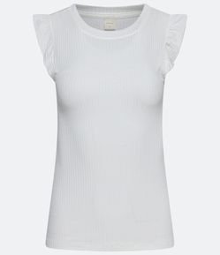 Blusa Regata Canelada com Babado na Cava