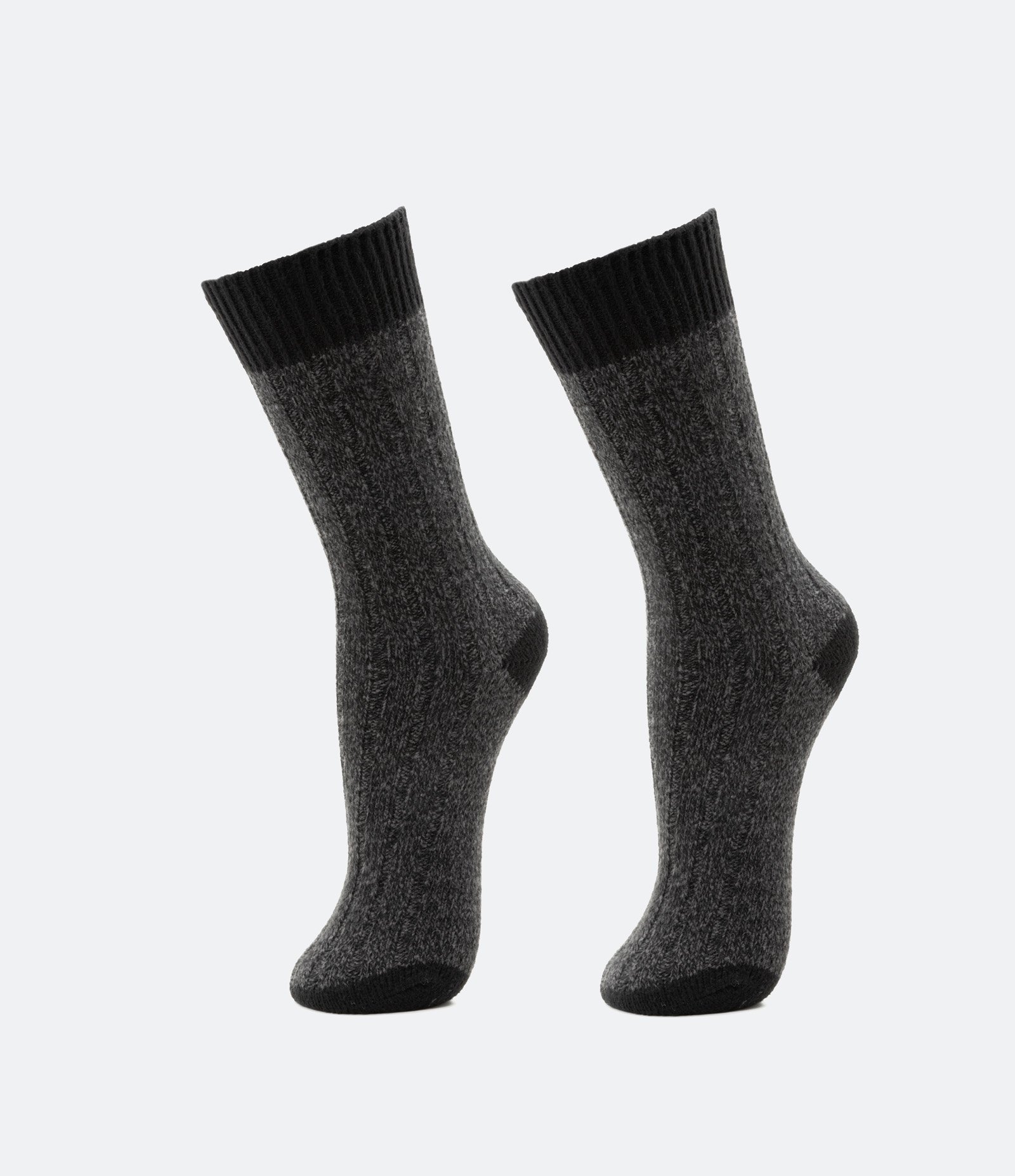 Meia Cano Alto com Detalhes Canelados Preto 1