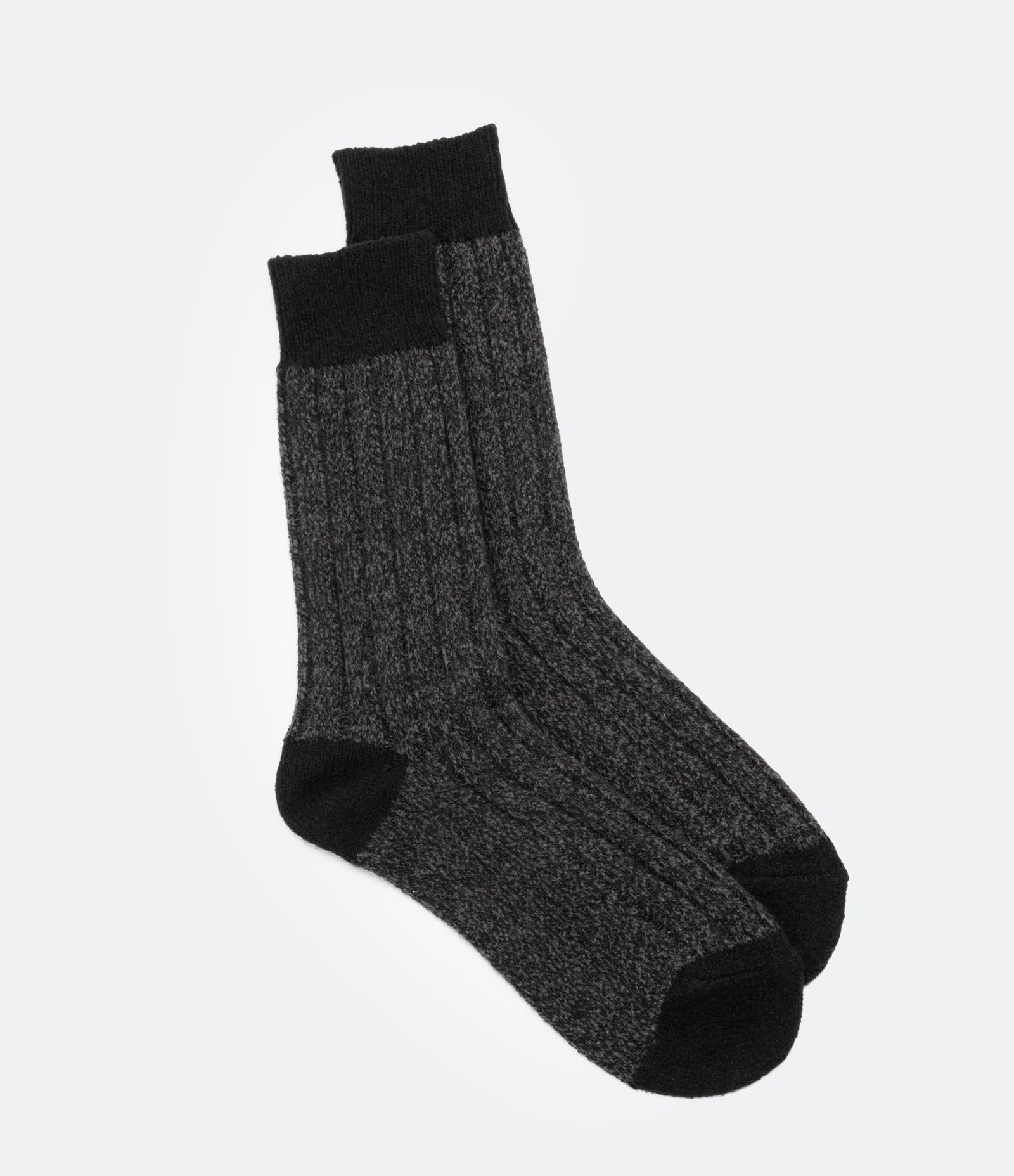 Meia Cano Alto com Detalhes Canelados Preto 3