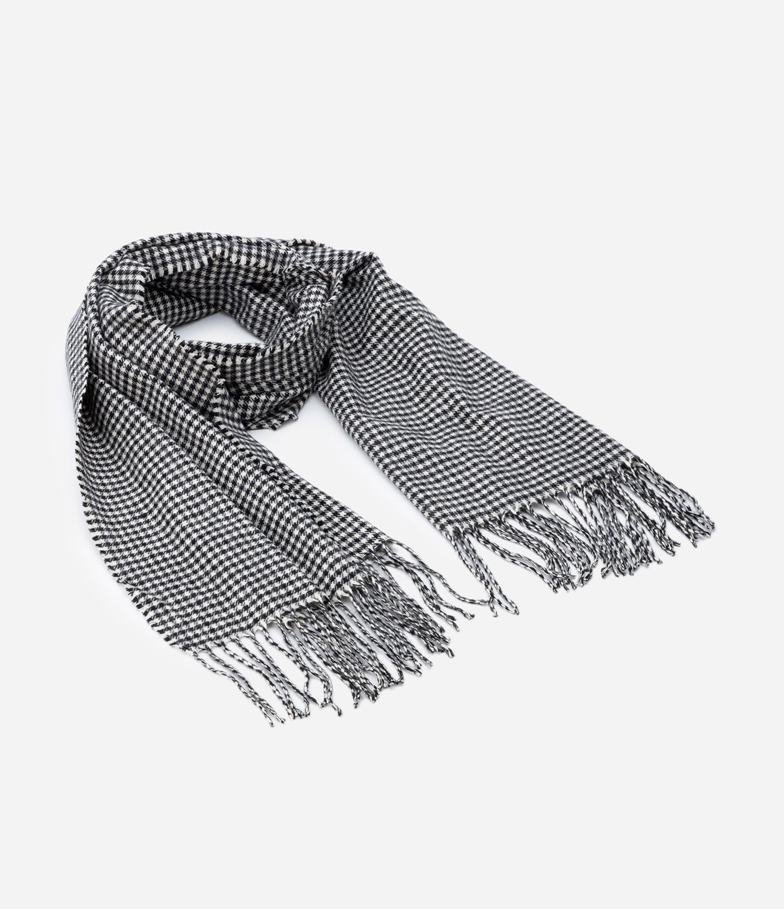 Cachecol em Lã Acrílica com Estampa Xadrez Preto/ Branco 2