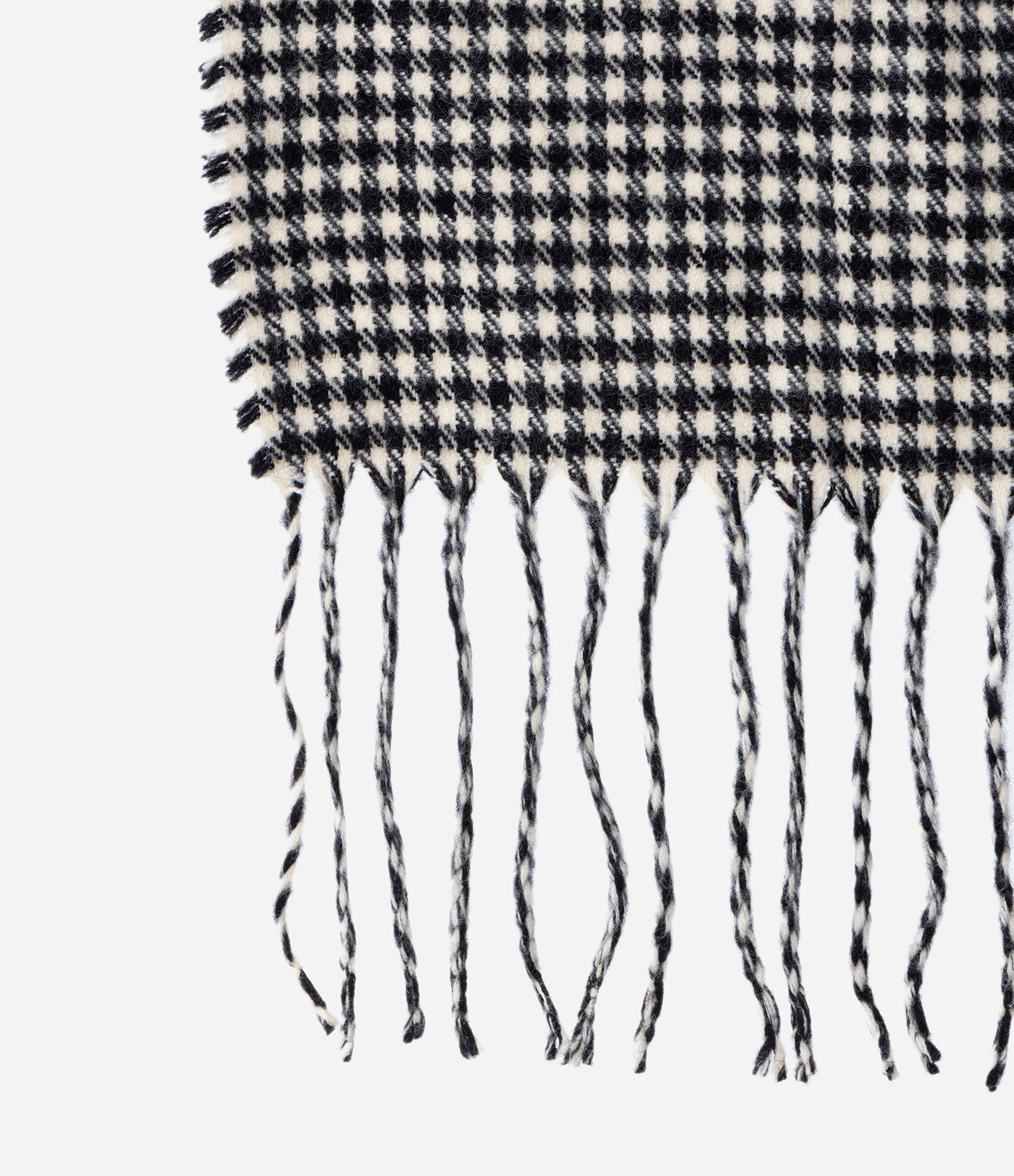 Cachecol em Lã Acrílica com Estampa Xadrez Preto/ Branco 3