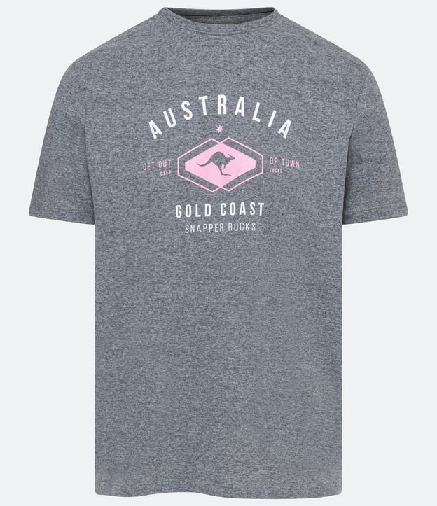 Remera Manga Corta en Algodón con Estampado Australia Gris 5