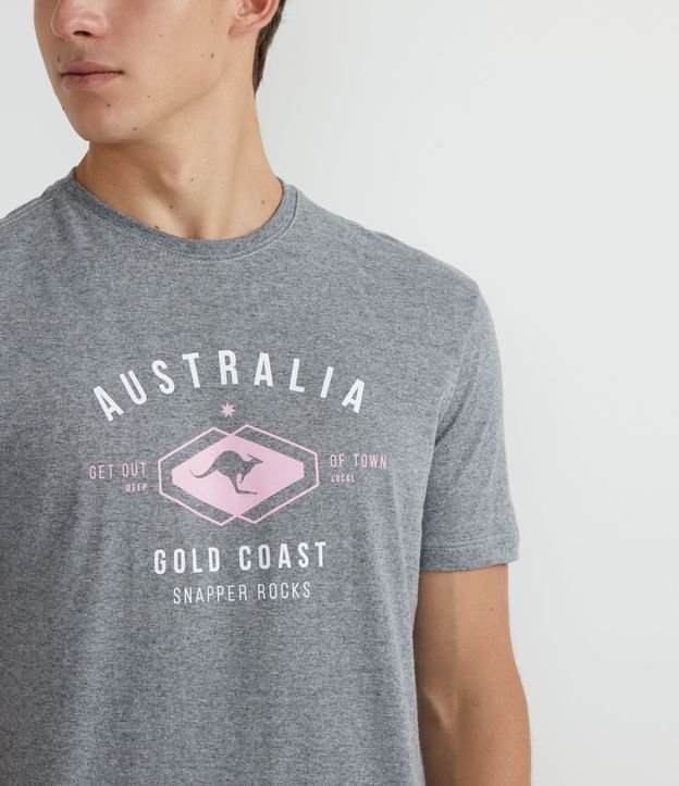 Remera Manga Corta en Algodón con Estampado Australia Gris 3