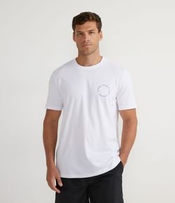 Camiseta Manga Curta em Algodão com Estampa de Coqueiros