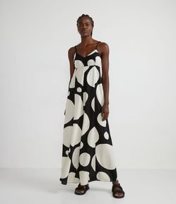 Macacão Pantalona em Viscose com Estampa Poá Graúdo