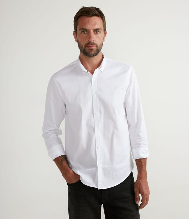 Camisa Slim em Algodão Manga Longa