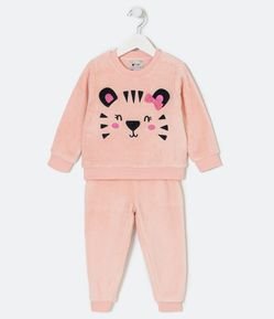 Conjunto Infantil em Fleece com Bordado de Bichinho - Tam 1 a 5 anos