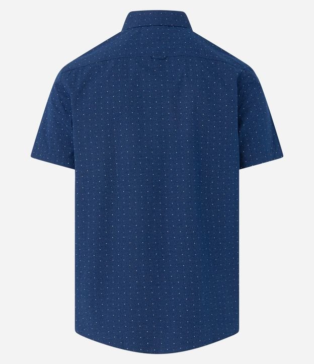 Camisa Comfort em Algodão com Bolso e Estampa Poá Azul Escuro 7