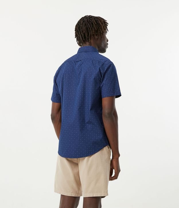 Camisa Comfort en Algodón con Bolsillo y Estampado de Lunares Azul 4