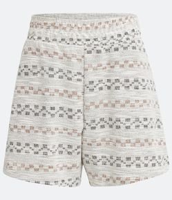 Short Curto em Algodão com Estampa Minimalista Jacquard