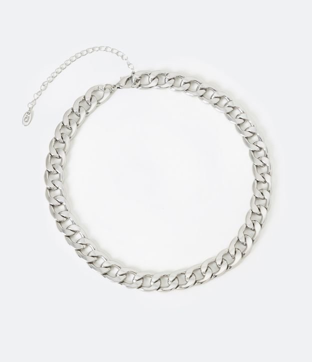 Collar Mediano en Metal con Eslabones Bold Gris 2