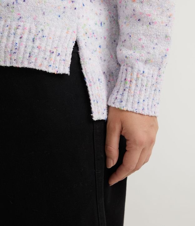 Suéter en Tejido de Punto Texturizado con Sisa Deslocada Off White 5