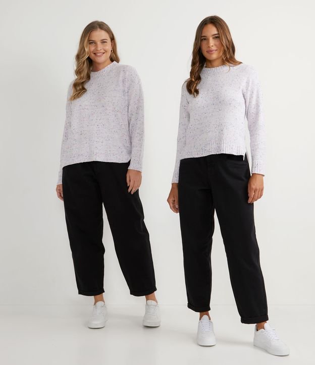 Suéter en Tejido de Punto Texturizado con Sisa Deslocada Off White 4