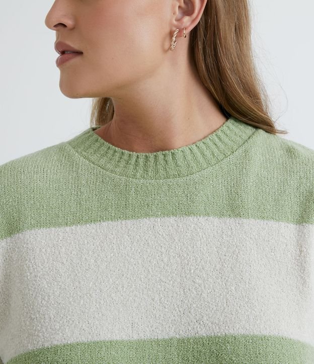Blusão Suéter em Tricô Listrado Verde 4