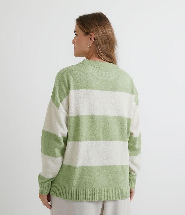 Blusão Suéter em Tricô Listrado Verde 6