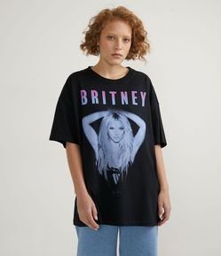 Blusa Alongada em Algodão com Estampa Britney Spears