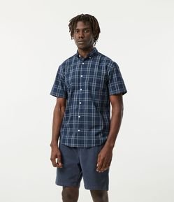 Camisa Comfort em Algodão Xadrez Manga Curta
