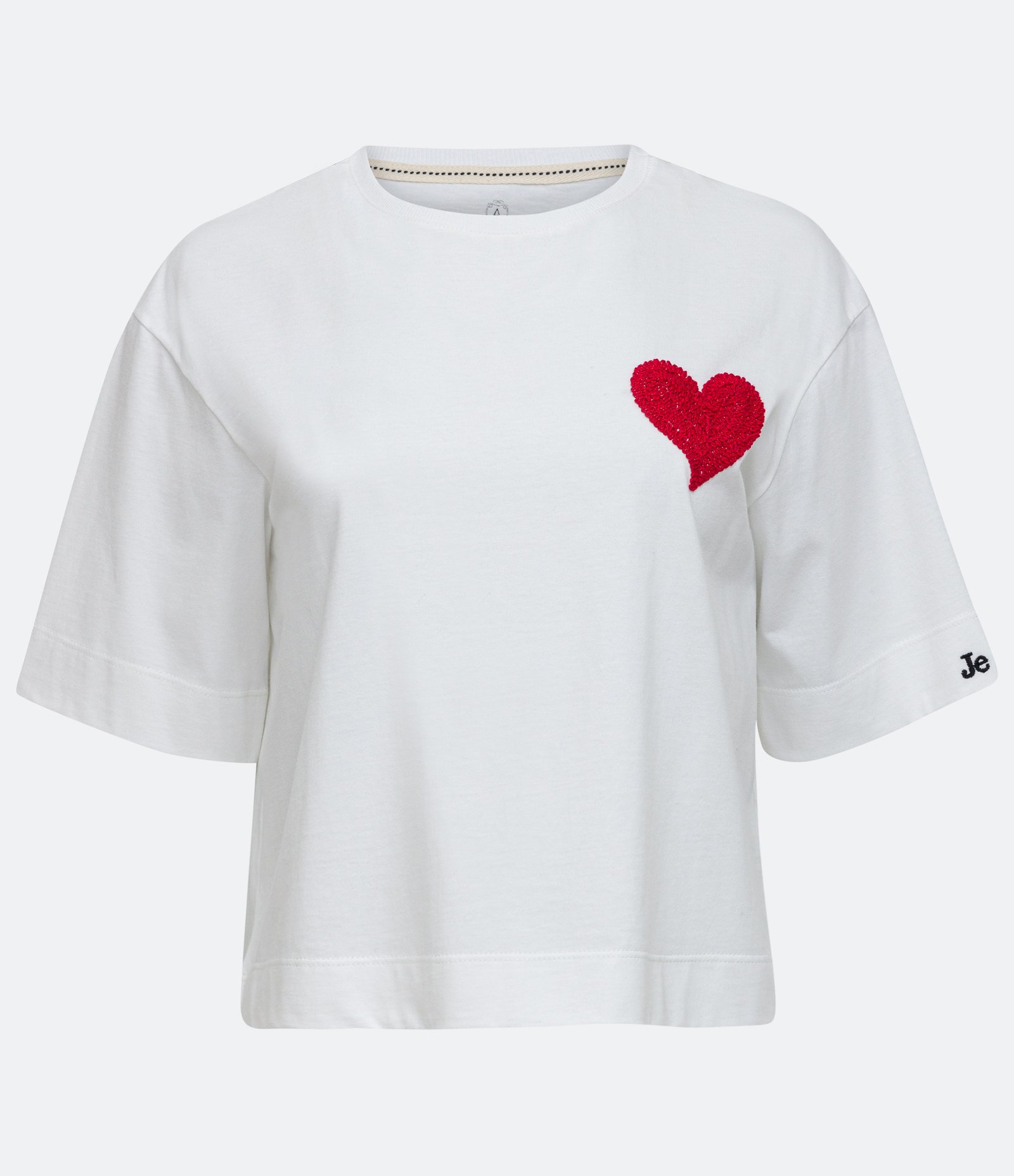 Blusa em Algodão com Manga Curta e Estampa de Coração Branco 6