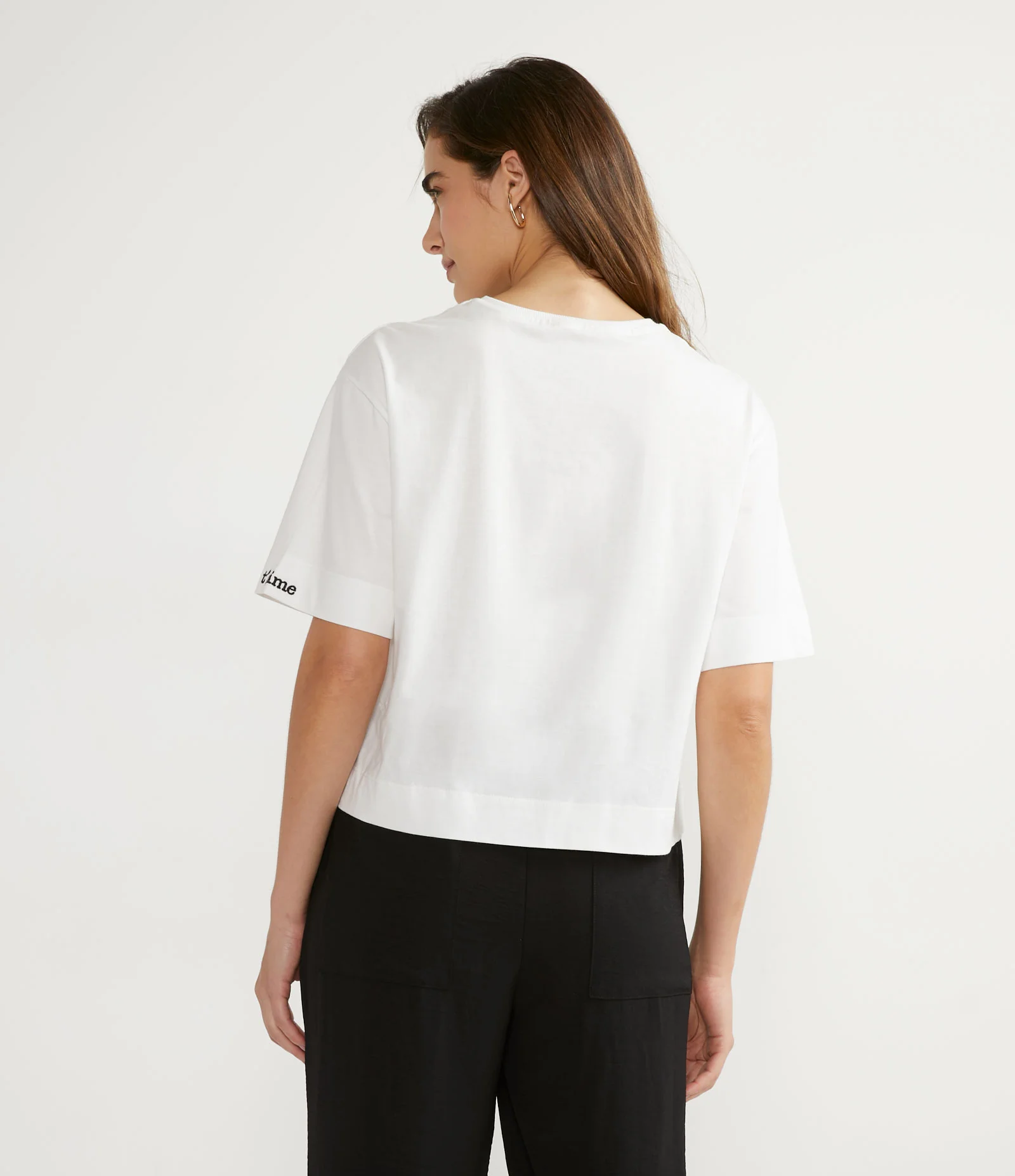 Blusa em Algodão com Manga Curta e Estampa de Coração Branco 2