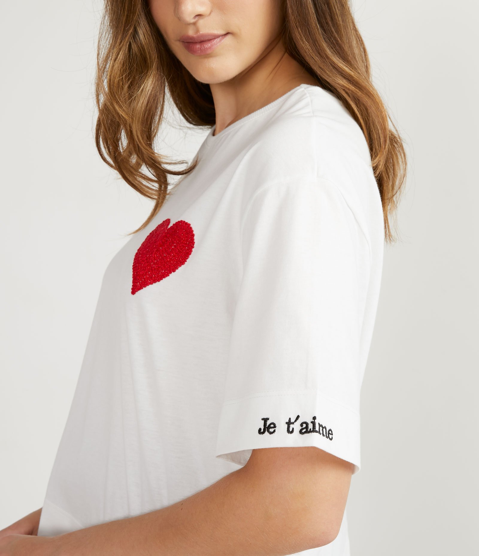 Blusa em Algodão com Manga Curta e Estampa de Coração Branco 4
