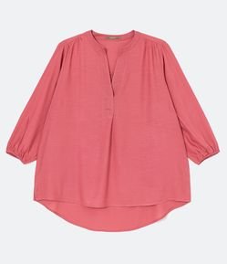 Blusa Alongada em Viscose com Barra Mullet Curve & Plus Size