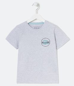 Camiseta Infantil com Estampa Frente e Costas de Circulo Quadriculado - Tam 5 a 14 anos