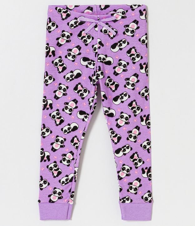 Pijama Largo Infantil con Estampado de Panda - Talle 1 a 5 años Violeta 3