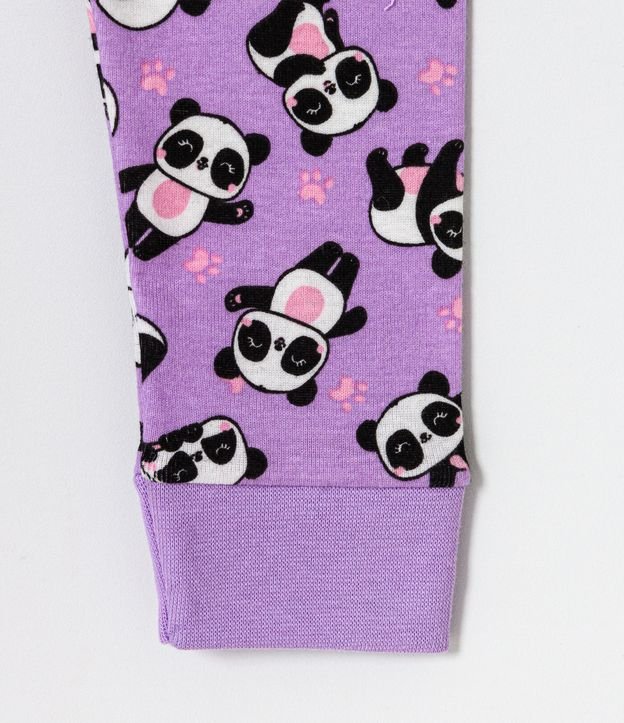 Pijama Largo Infantil con Estampado de Panda - Talle 1 a 5 años Violeta 5