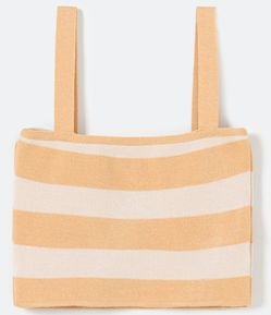 Blusa Regata Cropped em Tricô Listrado