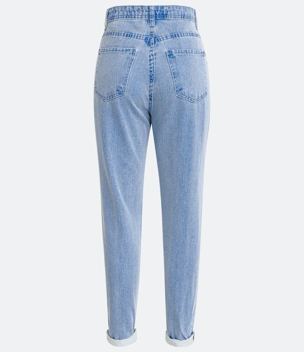 Pantalón Mom en Jeans sin Estampado Azul 7