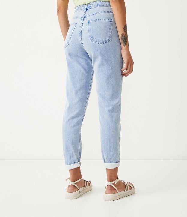 Pantalón Mom en Jeans sin Estampado Azul 3