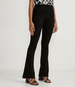 Calça Boot Cut em Sarja com Cintura Alta