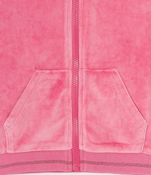Campera Infantil en Terciopelo con Capucha - Talle 05 a 14 años Rosado 4