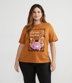 Blusa Alongada em Algodão com Estampa Sapo Curve & Plus Size