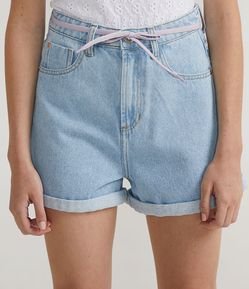 Short Mom Jeans cm Cinto de Cordão