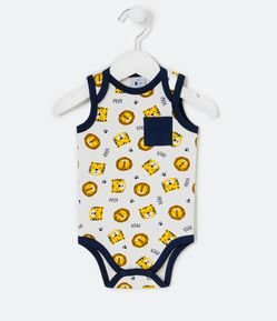 Body Infantil com Estampas de Leões e Tigres - Tam 0 a 18 meses