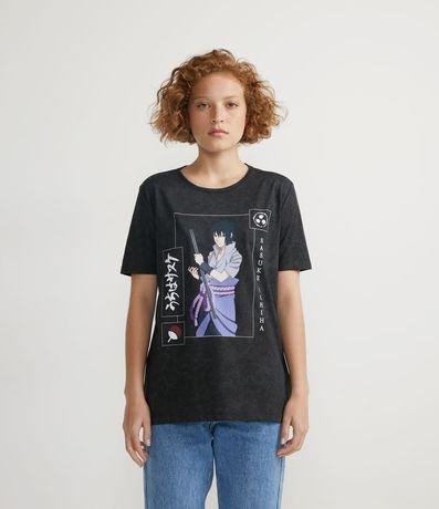 Blusa Alongada em Algodão com Estampa do Sasuke Menor preço em Blusa Alongada em Algodão com Estampa do Sasuke