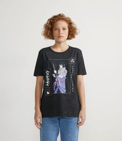 Blusa Alongada em Algodão com Estampa do Sasuke