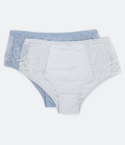 Kit 02 Calcinhas Altas em Microfibra com Renda