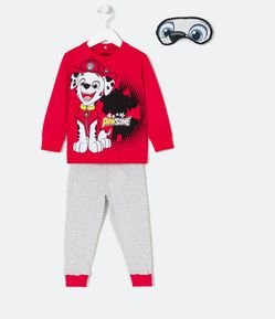Pijama Longo Infantil com Estampa Patrulha Canina e Máscara de Dormir - Tam 1 a 4 anos