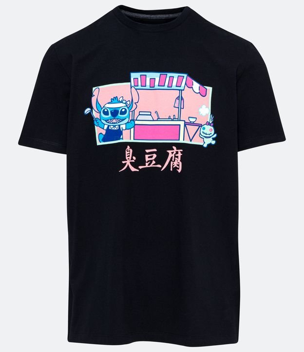 Camiseta Manga Curta com Estampa Stitch Preto 5