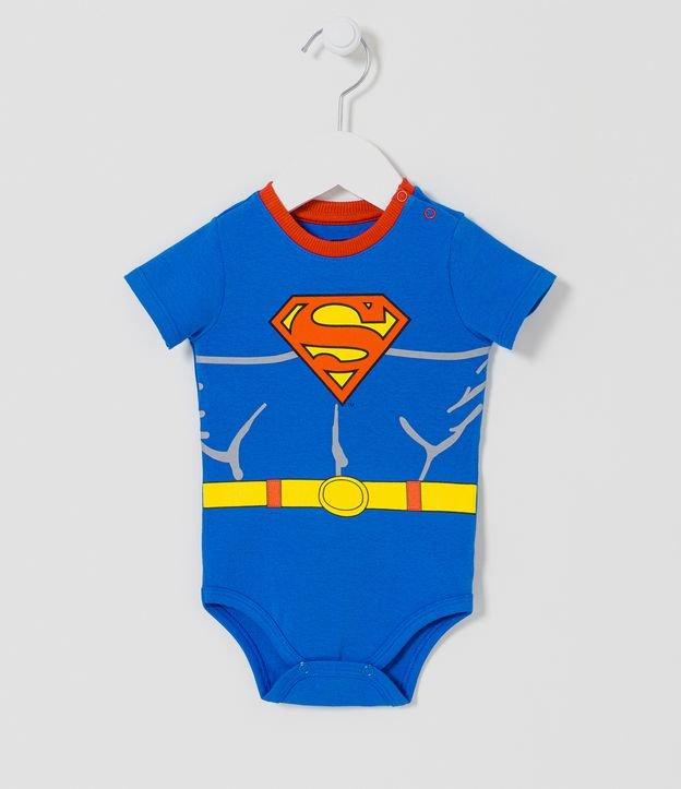 Body Infantil Disfrace del Super Hombre - Tam RN a 18 meses Azul 1