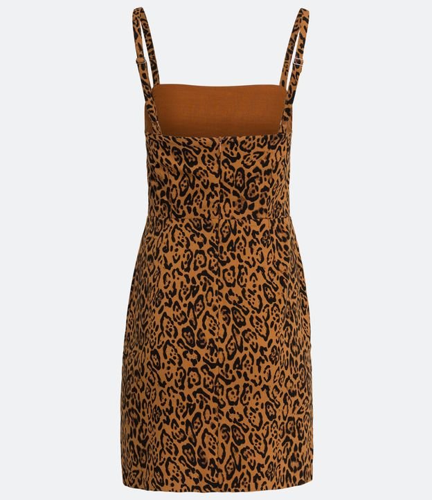 Vestido Corto Sastrería en Hilo Tinto con Animal Print Jaguar Naranja 8