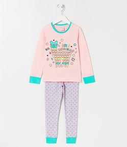 Pijama Longo Infantil com Estampa de Lhama Pop It - Tam 5 a 14 anos