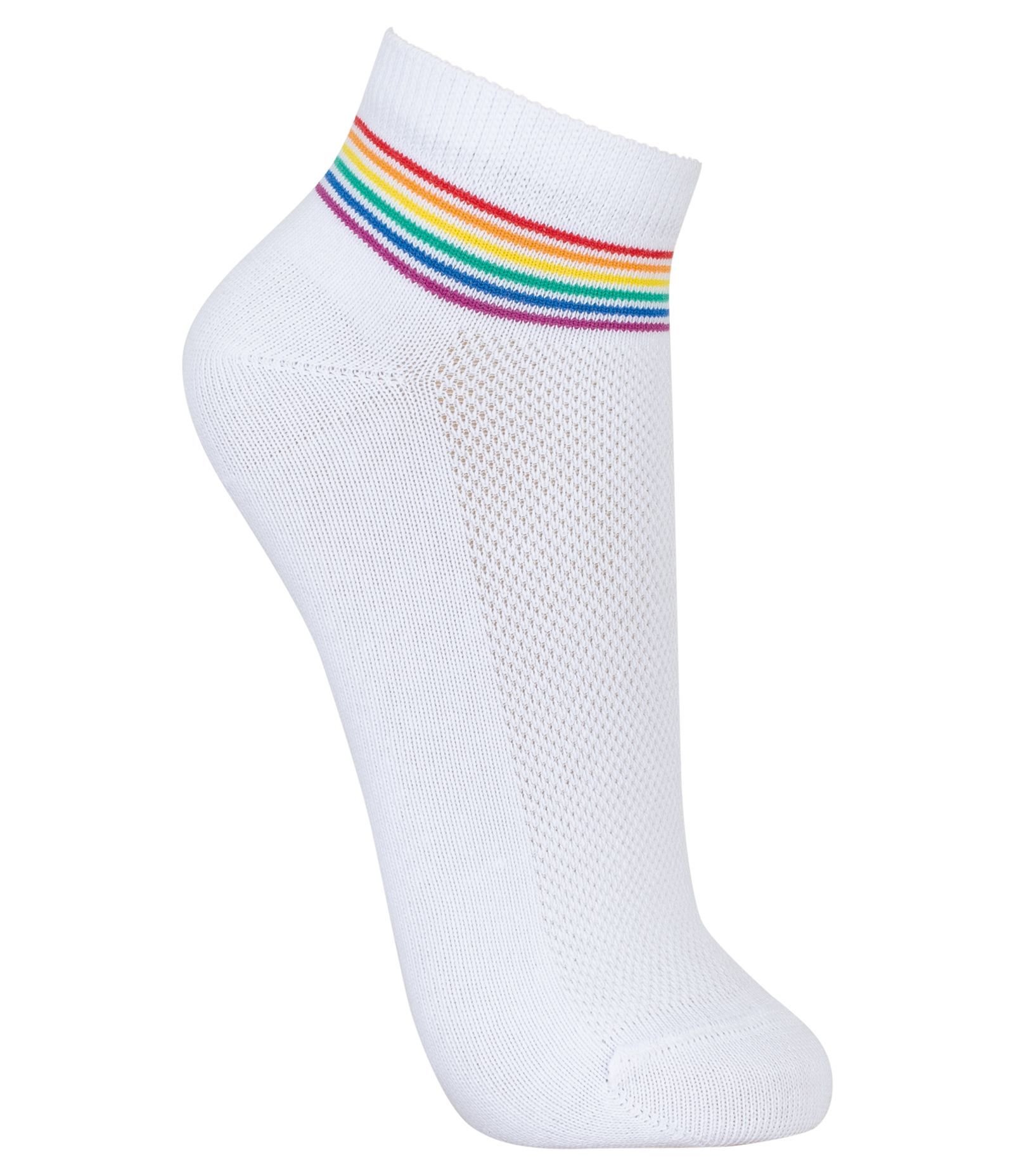 Kit 03 Meias Cano Baixo em Algodão com Arco-íris no Tornozelo Lupo Multicores 3