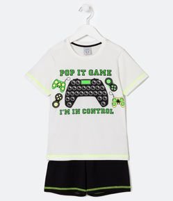 Pijama Infantil Curto com Estampa Pop It de Controle - Tam 5 a 14 anos
