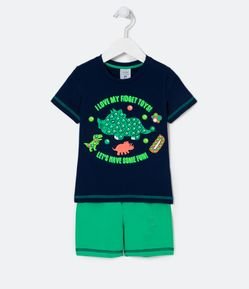 Pijama Infantil Curto com Estampa de Dino Pop It - Tam 1 a 5 anos