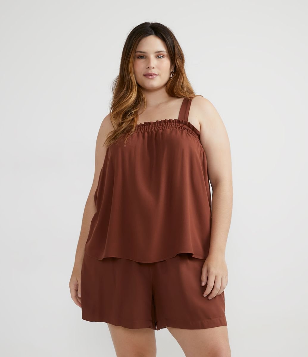 Blusa Regata em Viscose com Lastex e Alça Larga Curve & Plus Size Menor preço em Blusa Regata em Viscose com Lastex e Alça Larga Curve & Plus Size