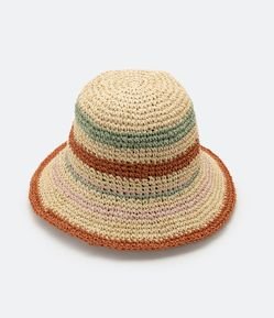 Chapéu de Praia Bucket em Crochê com Listras