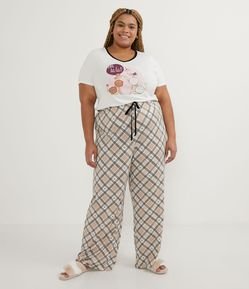 Pijama em Viscose com Estampa de Cachorros e Xadrez Curve & Plus Size